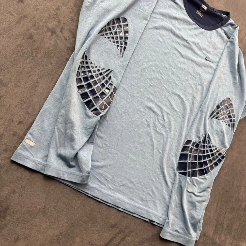 Nike Hockey Dri-FIT Long Sleeve Shirt Mens XXL Blue Elbow Grip Training Top